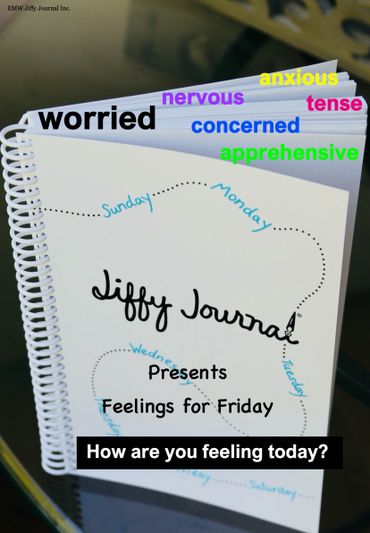 Jiffy Journal showing the word worried and its synonyms