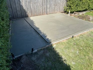 A little shed slab with two clear areas