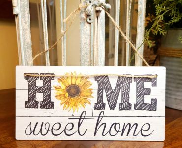 Home Sweet Home Wooden Sign with Sunflower Design
