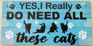 "Yes I really do need all these cats" colorful wooden wall sign home decor.