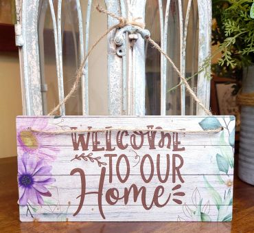 Welcome to Our Home Wooden Sign Home Decor with Flowers