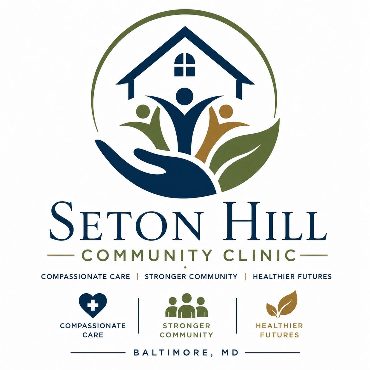 Seton Hill Community Clinic logo promoting care and community.
