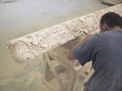 Hand carving Gialo Italian Limestone