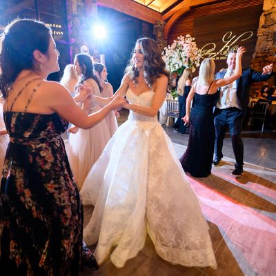 Asheville wedding with a custom monogram in the background
