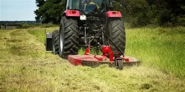 Tractor mowing a field with grass.