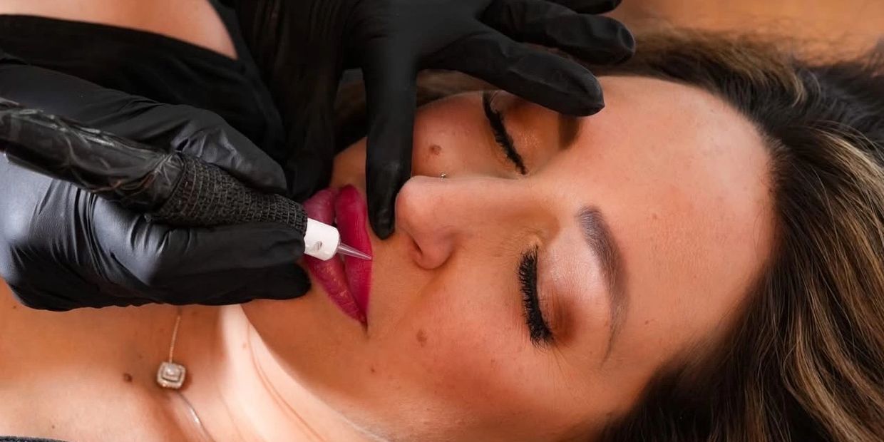 Lip blush permanent makeup performed at Inked & Winked Beauty Lounge in Mandeville Louisiana