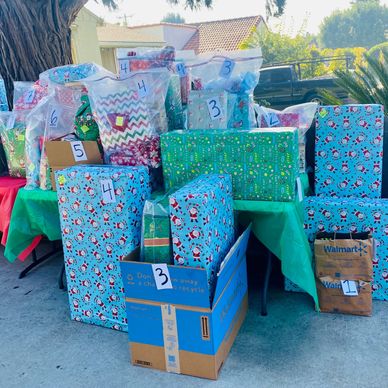 Numerous large gift boxes