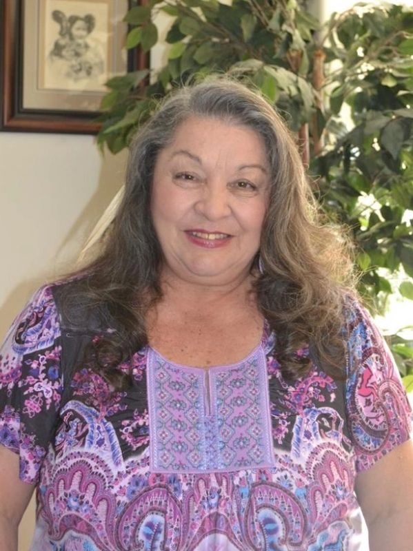 Smiling woman with long hair