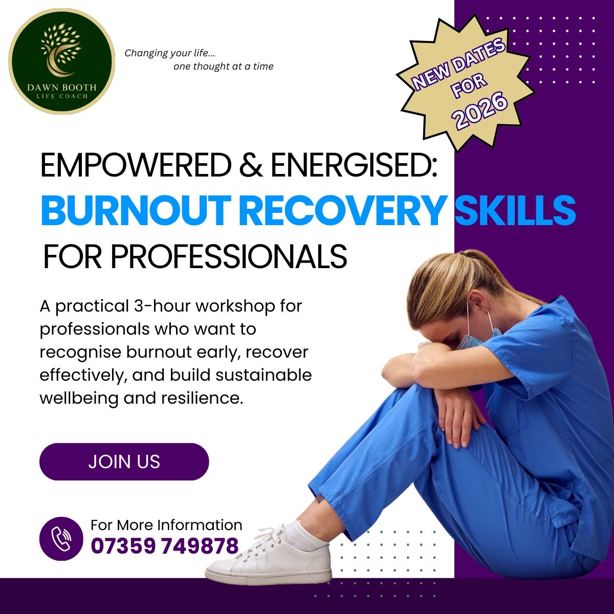 Burnout recovery workshop for professionals to build wellbeing and resilience.