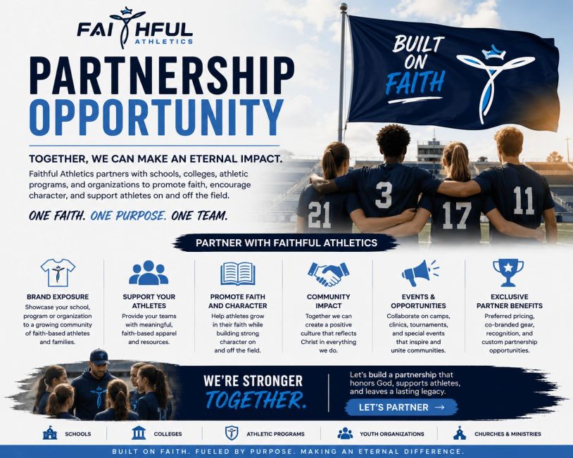 Faithful Athletics partnership opportunity promoting faith and character in sports.