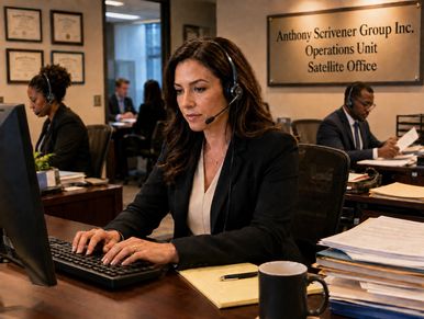 Woman working at a computer in an office.
