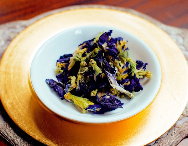 Blue Butterfly Pea Flower- makes a brilliant blue tea that promotes low blood pressure & skin health