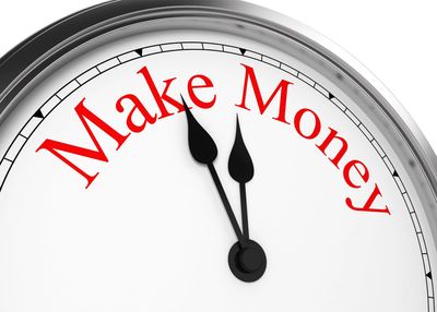 Clock face showing the phrase 'Make Money' with time at nearly midnight.