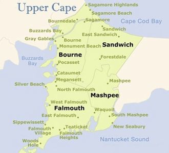 Upper Cape, Bourne, Sandwich, Falmouth, Mashpee
