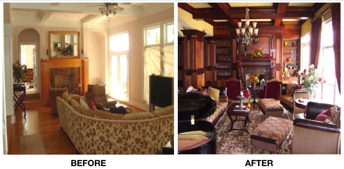 We re-designed and furnished this living room in Lake Norman, NC