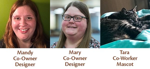 Images of the co-owners of Mended Earth Studio & PatternsByMES - Mandy Blaney and Mary Robbins.