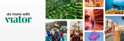 A collage showcasing diverse travel experiences and adventures with Viator.
