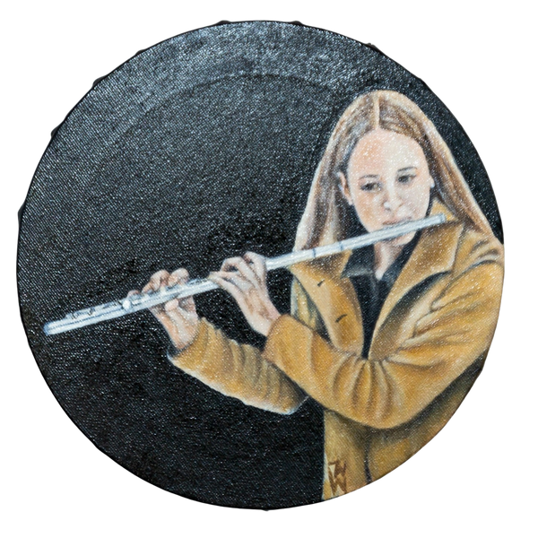 Image of young woman playing the flute