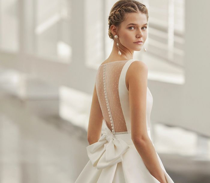Noray Rosa Clara Designer Ball Gown Wedding Dress Bow Back Sienna Fabric Button Back Polka Dot