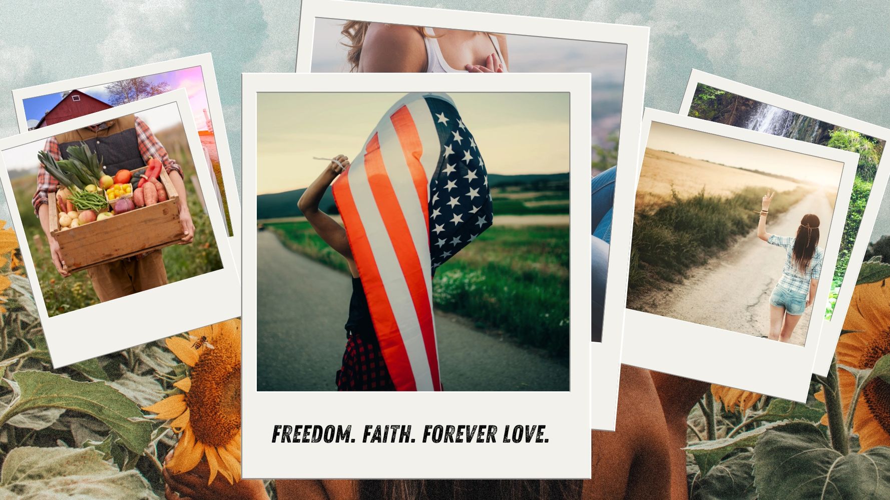 Lifestyle images of a free-spirited and freedom-loving patriotic hippue