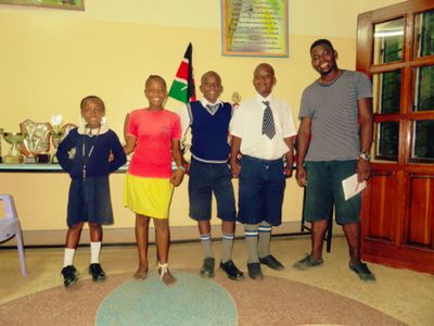 Khadija,Tunda,Eddie,Daniel,
Emmanuel in Kingsway School Office