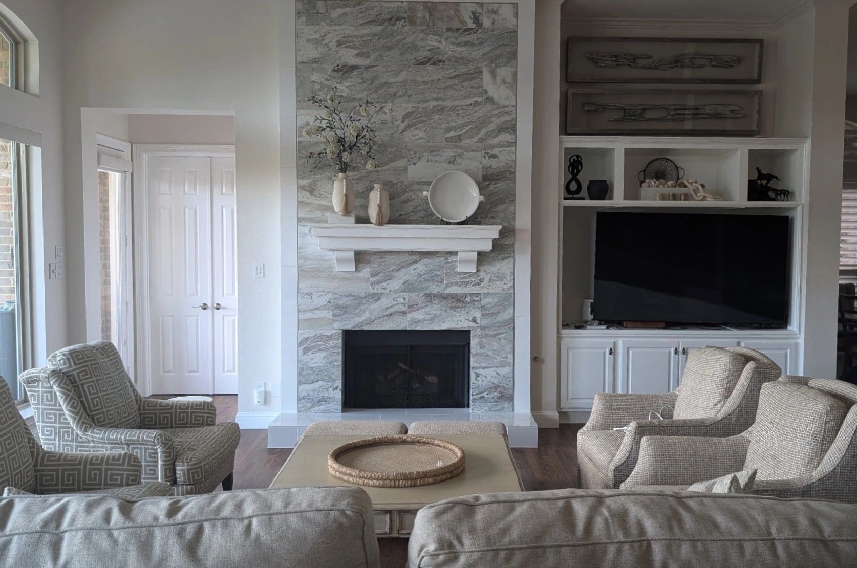marble fireplace , flower mound