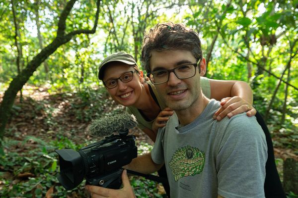 Matej and Zuzana posing for picture.
