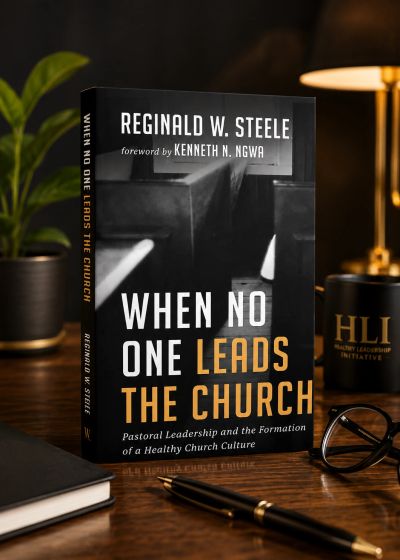 Book titled 'When No One Leads the Church' by Reginald W. Steele.