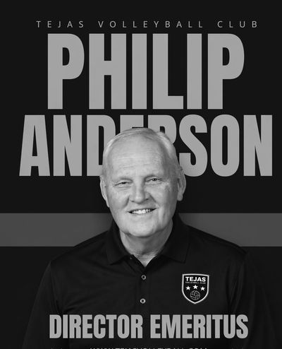 Portrait of Philip Anderson, Director Emeritus of Tejas Volleyball Club.