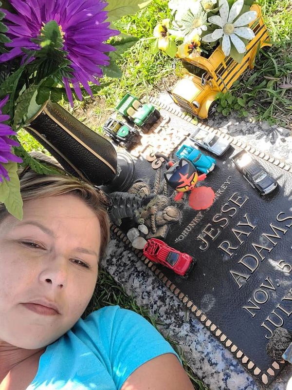 Jesse's mother (Christy Melvin) at Jesse's gravesite