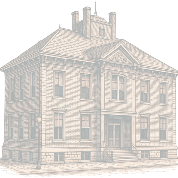 A sketch of the 1886 Lincoln School building in East ST. Louis IL.