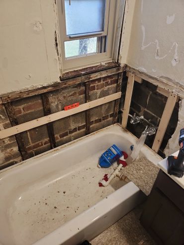 Mold and water damage remediated in bathroom
