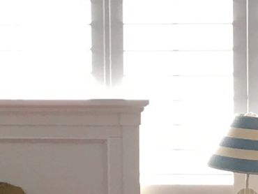 Plantation shutters in bedroom, Orange County