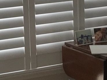 Plantation shutters in living room, Orange County