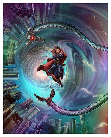 Artwork for the back cover of the Spider-Man: No Way Home 4K Steelbook done for Poster Posse Sony an