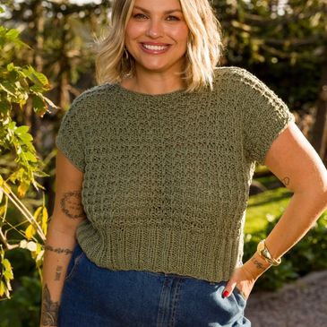 A sweater knit out of InLove from Circulo Yarn.