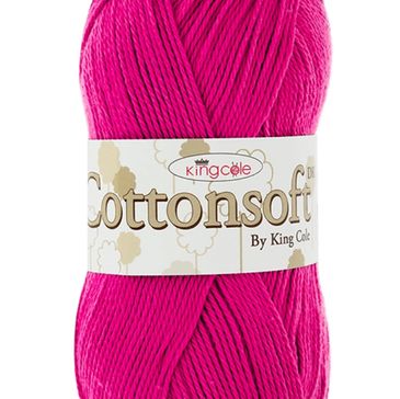 A pink pull skein of Cotton soft yarn from King Cole Yarn.