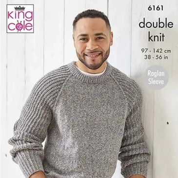 A mens knit sweater out of Simply Denim from King Cole Yarn. Pattern 6161