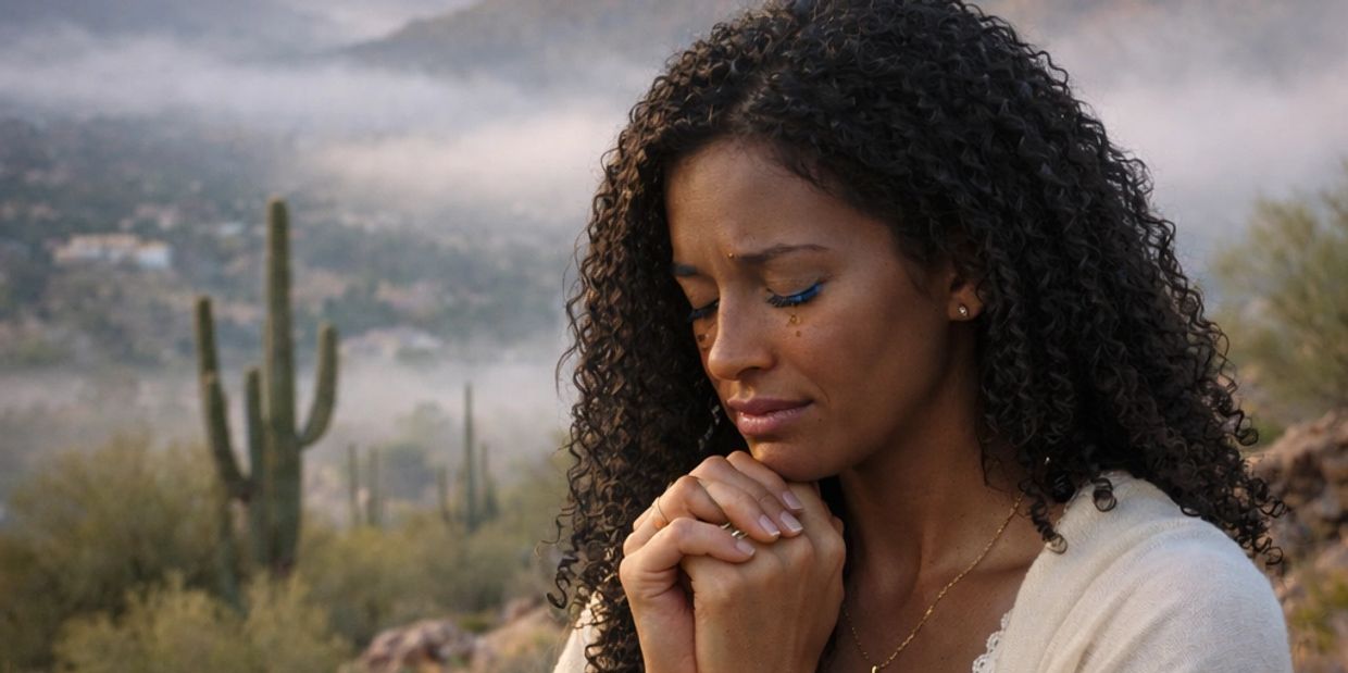 A sorrowful woman crying surrounded my mountains.