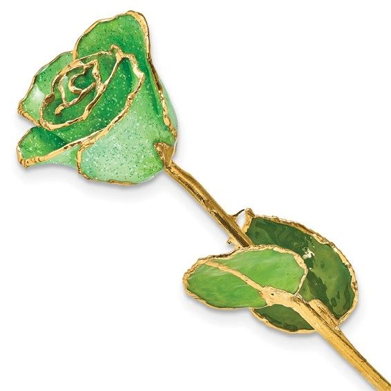 Peridot Green Lacquer Dipped Gold Trimmed with Glitter Real Rose
$99.00

