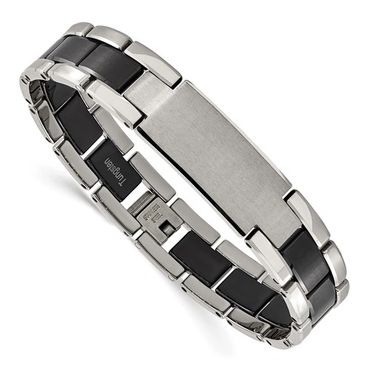 Chisel Tungsten Brushed and Polished Black IP-plated 8.5 inch Bracelet