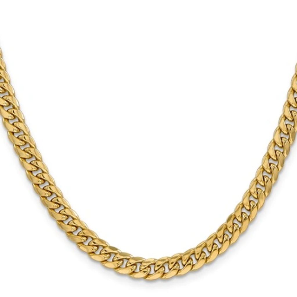 14K 26 inch 9.3mm Semi-Solid Miami Cuban with Lobster Clasp Chain
