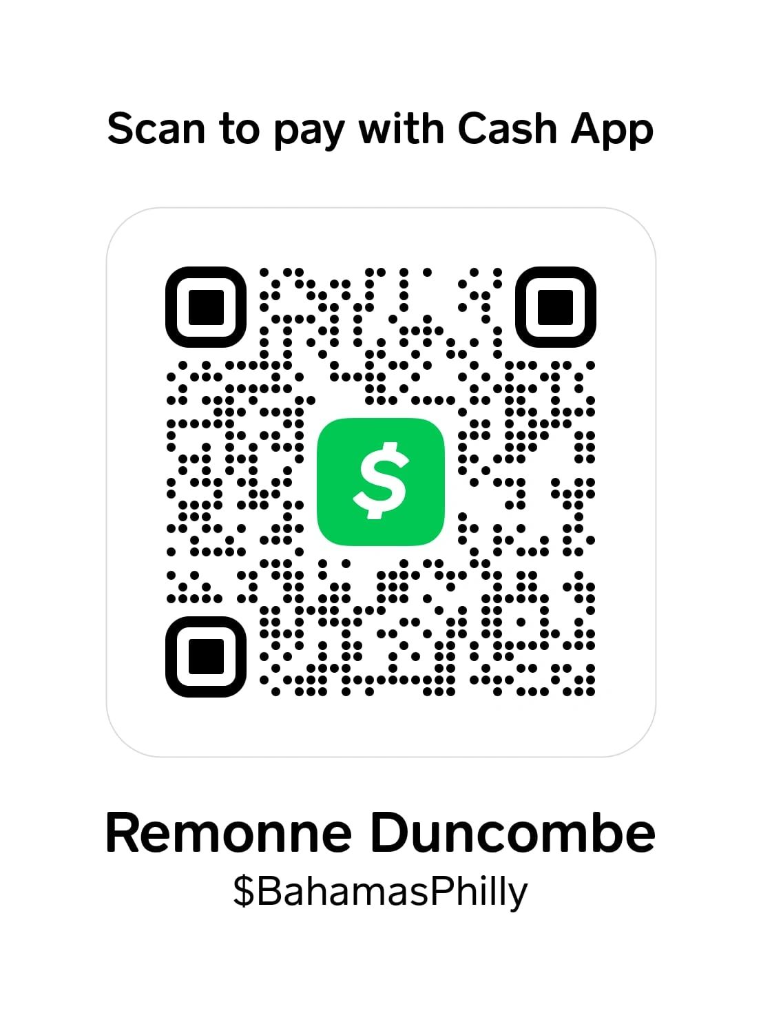 Cash App QR code for Remonne Duncombe.