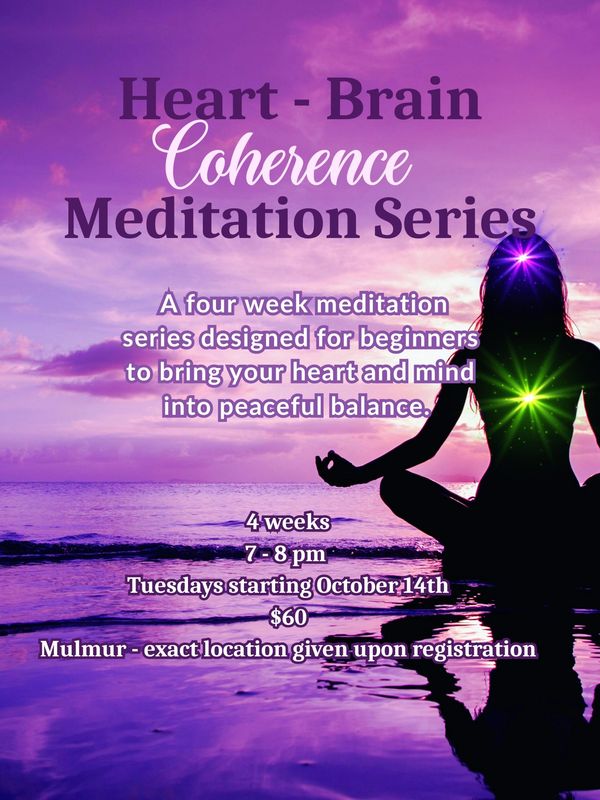 Meditation series for heart-brain coherence with sunset silhouette.