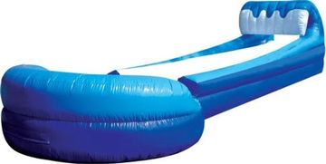 Blue inflatable Surf & Splash slip-n-slide rental perfect summer fun for backyard parties.