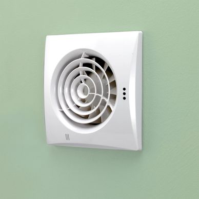 close up of a wall mounted extractor fan