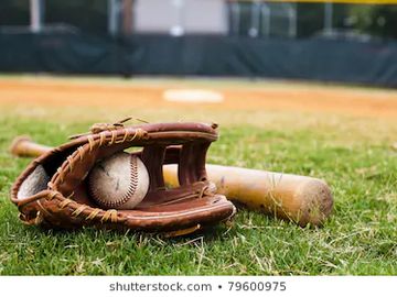 Baseball glove and bat