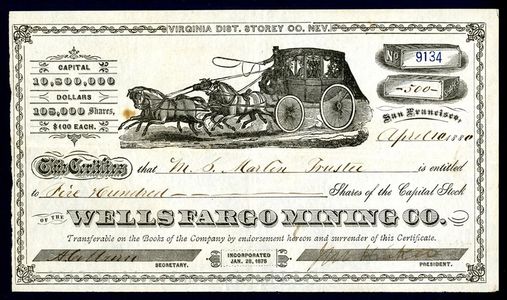 Wells Fargo Mining Co. banknote