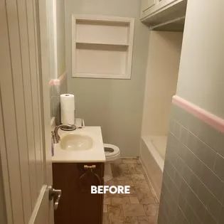 Tub Shower and Vanity Conversion Before