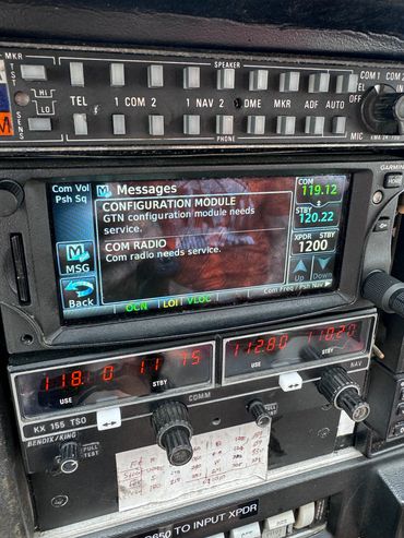 Garmin aviation gps with fault message at Pilots choice aviation Georgetown Texas